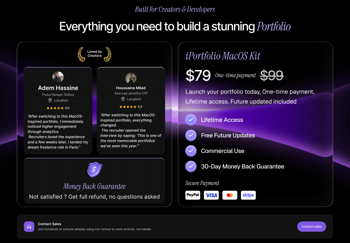 IPortfolio: Software Engineers & Designers Portfolio Kit - Epic Portfolio Experience Designed for Software Engineers & Designers