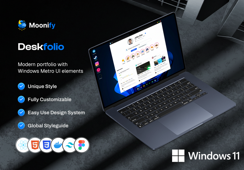 Deskfolio: Software Engineers & Designers Portfolio Kit - Interactive Windows-Inspired Portfolio Experience for Creators, Developers & Innovators